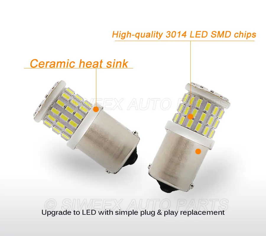 

1PCS Ceramic P21W 1156 BA15S 1157 BAY15D 3014 57SMD Car LED Bulb Auto Rear Turn Signal Lights Brake Reverse Parking Lamp DC 12V