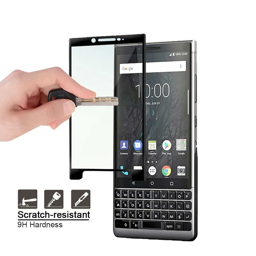 Для Blackberry Key2 BBF100 Прозрачная силиконовая искусственная 3D изогнутая 9H