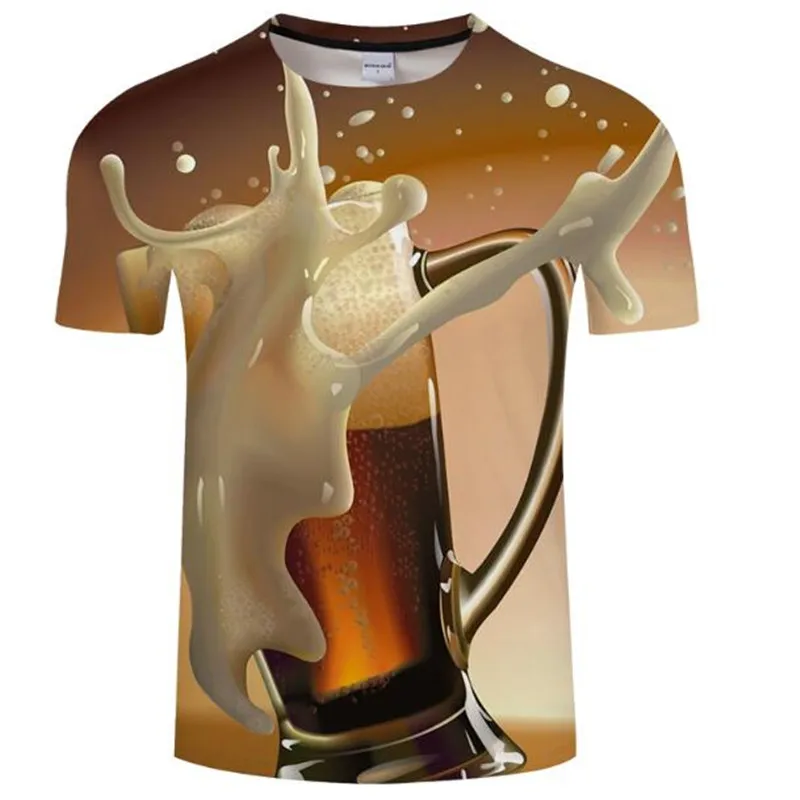 picture color Новинка Мужская 3D футболка банки пива печатных хип хоп Crewneck короткий рукав мужчины/женщины футболки топы Азиатский размер футболка 6xl - Color: picture color