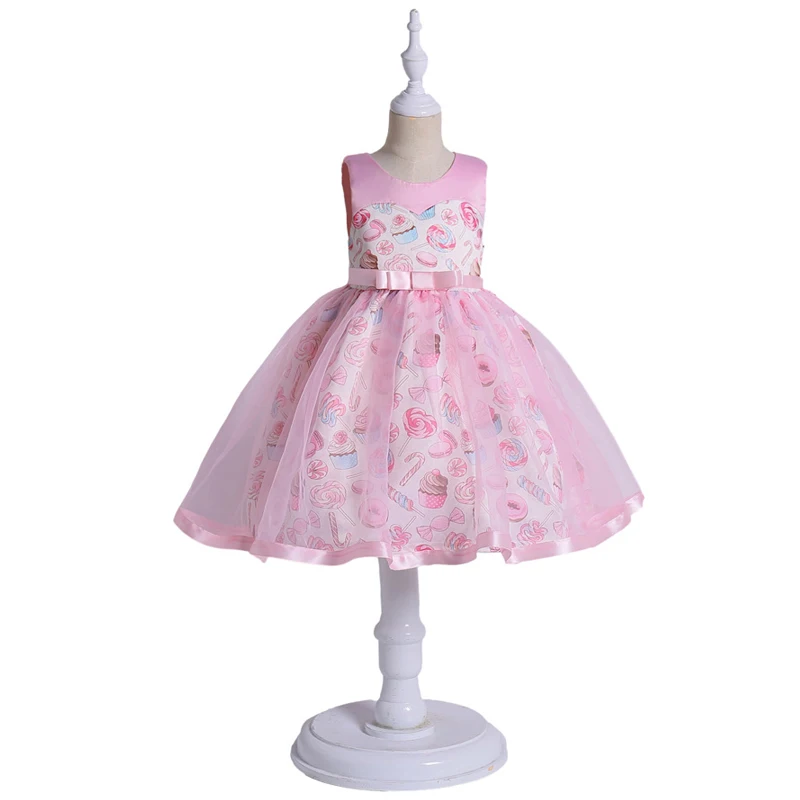 LOVE DD&ampMM Girls Dresses 2022 Summer New Children's Clothing Sweet Ice Cream Printing Mesh Stitching Bow Princess Dress | Детская