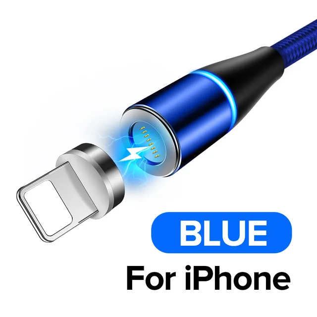 Магнитный кабель 3A Micro usb type C, адаптер для быстрой зарядки телефона Microusb type-C, магнитное зарядное устройство usb, многофункциональное устройство для xiaomi - Цвет: Blue for iphone
