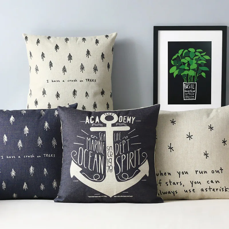 Скандинавская креативная подушка для дерева черно-белая Подушка с изображением