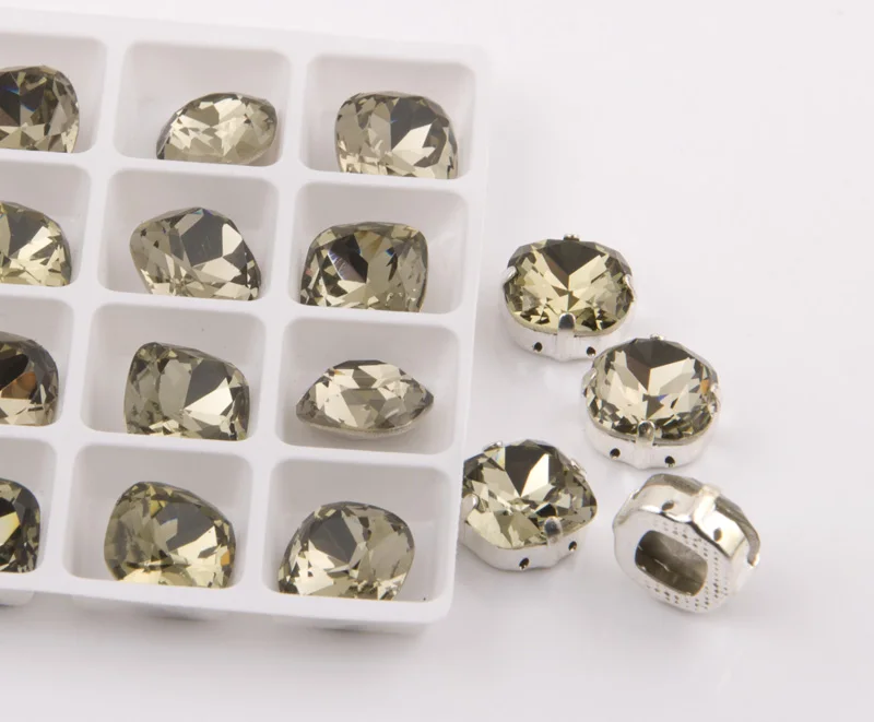 YANRUO #4470 All Sizes Black Diamond Cushion Cut Strass Glass Loose Beads Crystal Setting Point Back Fancy Stones | Дом и сад