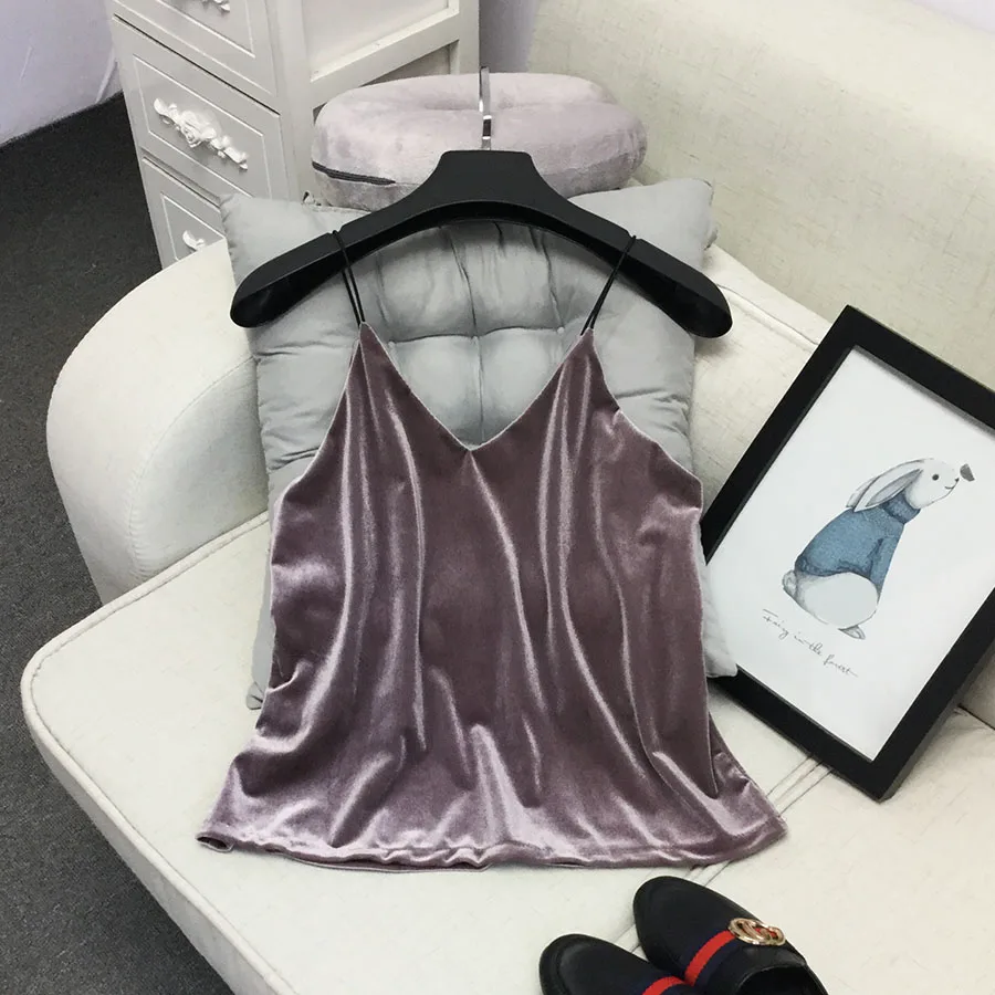 ALPHALMODA, осенне-зимний короткий однотонный бархатный топ на бретельках с v-образным вырезом, короткая бархатная рубашка на подтяжках