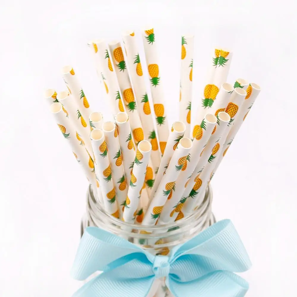 25Pcs straw FENGRISE пальмовых листьев в гавайском стиле вечерние украшения Гавайи тропический вечерние летние Фламинго участник Luau Свадебный декор Алоха, ананас - Цвет: 25Pcs straw