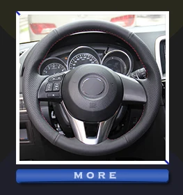 Черный натуральный кожаный чехол рулевого колеса автомобиля для Mazda 3 Axela Mazda 6 Atenza Mazda 2 CX-3 CX3 CX-5 CX5 Scion iA