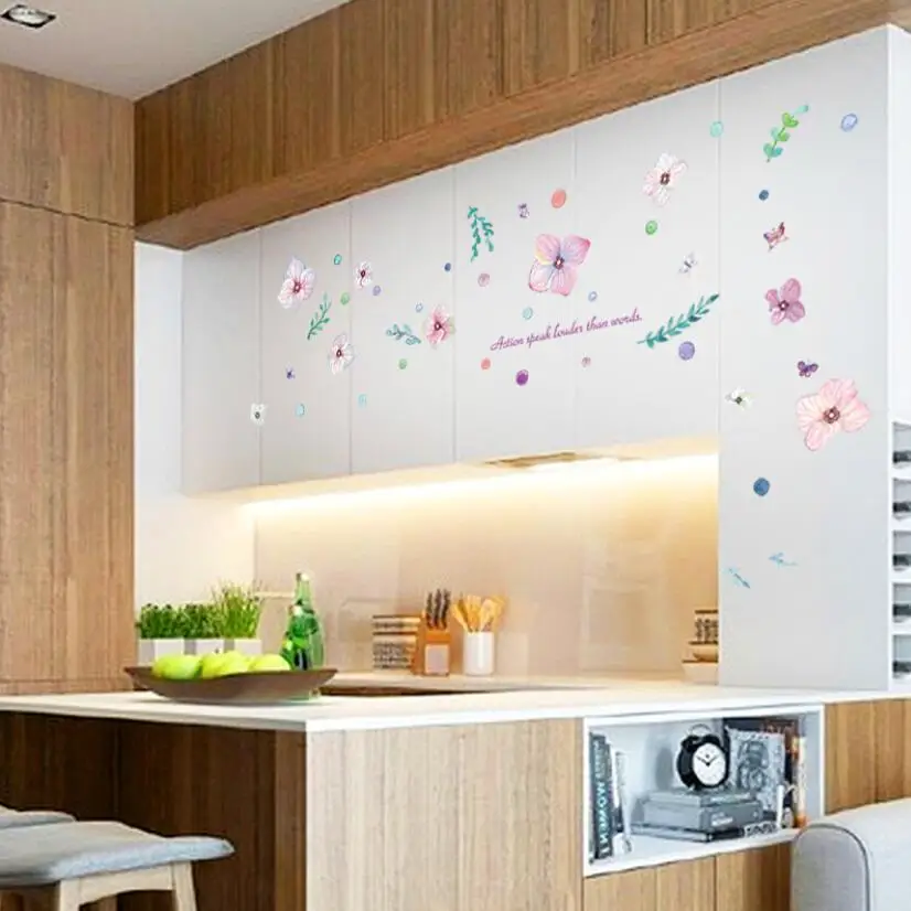 Romantic Flowers Vintage Poster Home Furniture Kitchen Wall Stickers Self Adhesive diy Fridge Murals Decals Room Decor XN077 | Дом и сад