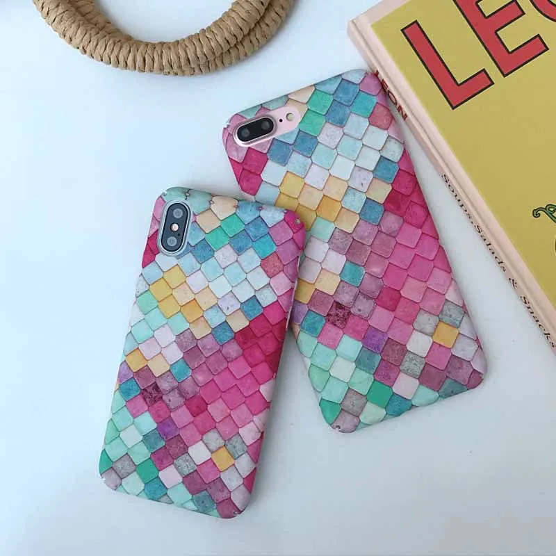 JIBAN ins чешуя Русалки чехол для телефона iphone 6 6S 6plus 7 8 плюс Капа Роскошные Жесткий PC