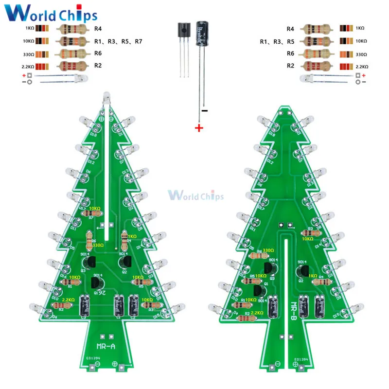 3D Christmas Tree DIY Kits 7 Colors Light Flash LED Circuit Christmas Trees LED Christmas Decoration Christmas Gift DIY Kits