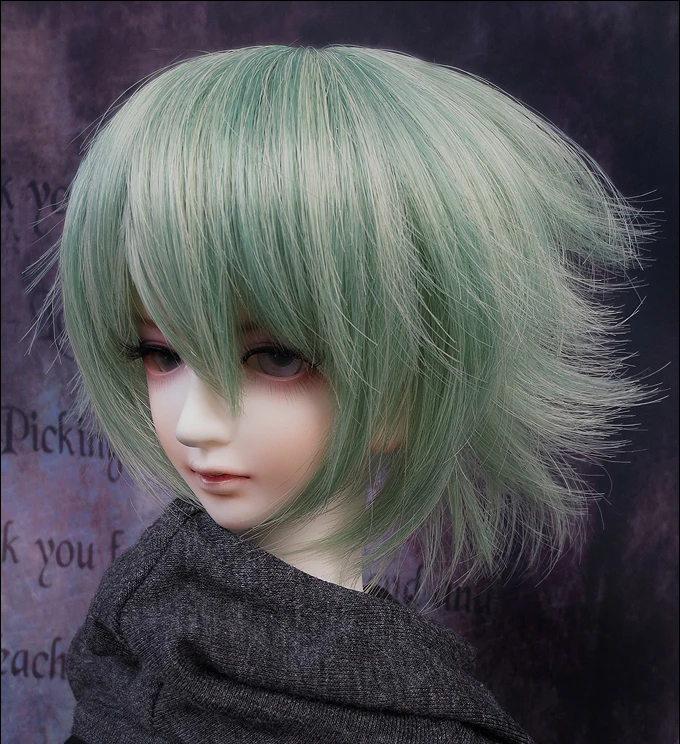 D01-P191 детская игрушка ручной работы 1/3 аксессуары для кукол BJD/SD кукла парик высокая температура провода пышные короткие волосы зеленый цвет