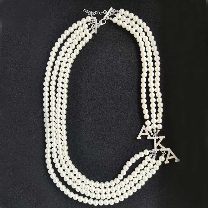 adjustable chain Topvekso Греция греческий Сорорити Мода белый жемчуг иначе кулон Многослойные себе ювелирные изделия Длинные Колье - Окраска металла: adjustable chain