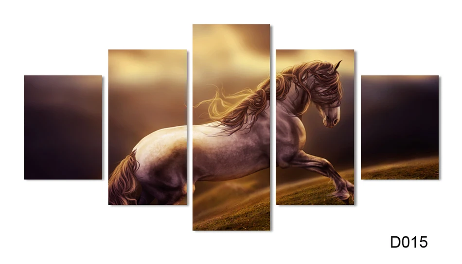 

5 Pieces Printed Horse Pictures Modern Animal Canvas Painting Wall Art Pictures For Living Room Study Room Decor