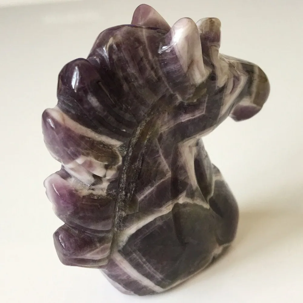 

Nature Crystal Dream Purple Unicorn Carving Horse Head Skull Figurine