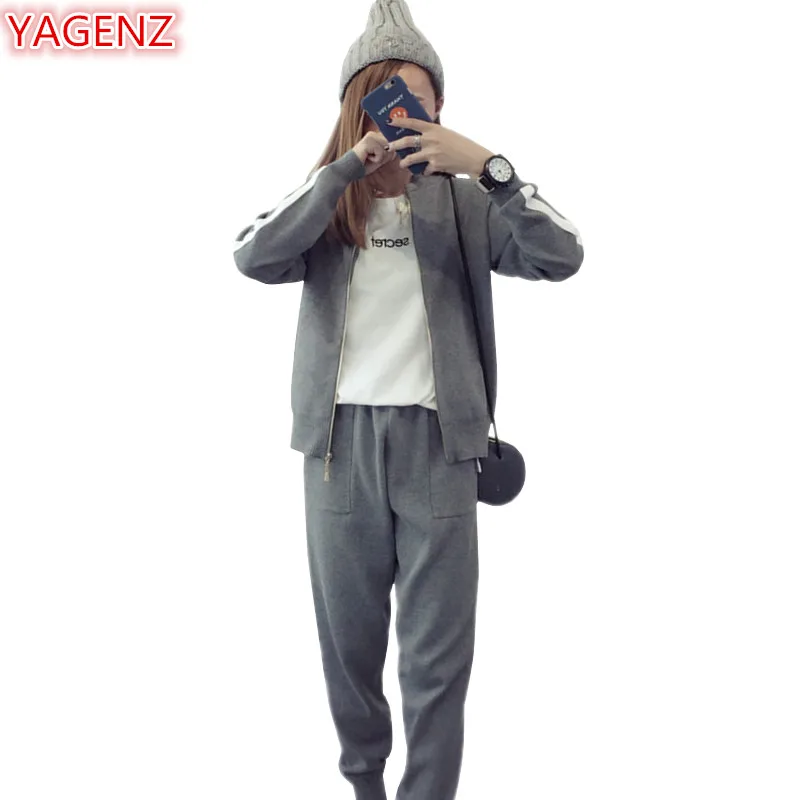 YAGENZ модная женская одежда Осень-Зима Женская Спортивная для отдыха вязаный