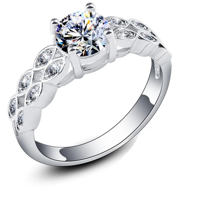 DOTSHE Simple Ring Style Big Promotion Hot Sale Shiny Cubic Zircon Silver Color Wedding Rings For Women Jewelry Wholesale | Украшения и