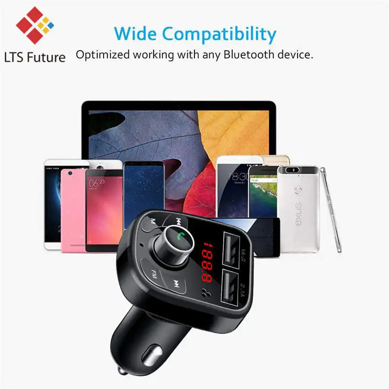 Multi Функция громкой связи Bluetooth Car Kit MP3 fm передатчик аудио плеер 2 Dual USB Порты и