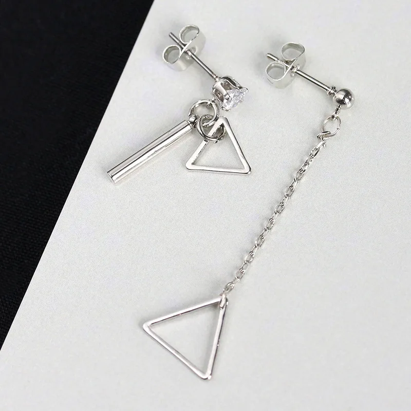 Простой дизайн медные хрустальные Висячие серьги для женщин треугольные