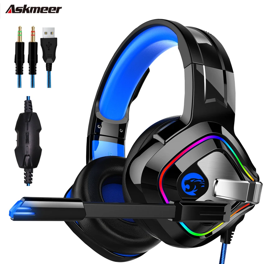 ASKMEER K2 PS4 3 5 мм + USB игровая гарнитура шлем стерео проводные наушники с микрофоном