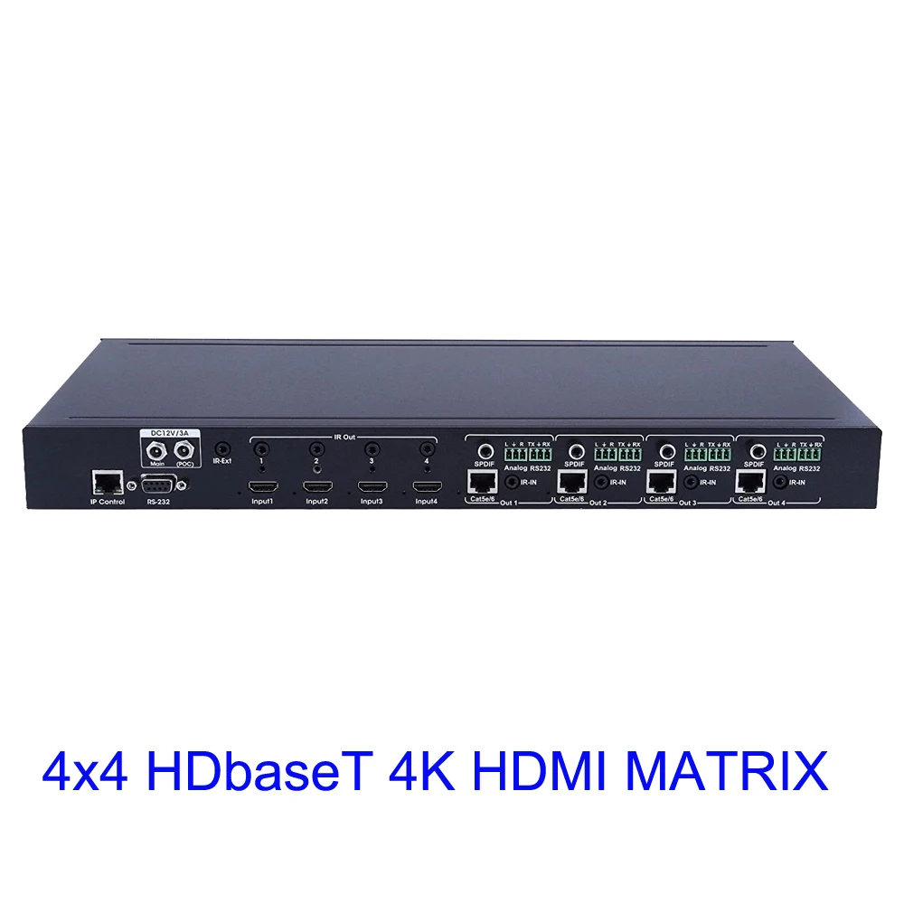 PUZHIJIE 4x4 HDBaset матрица 4X4 HDMI матричный удлинитель Коммутатор HDMI 2,0 HDCP2.2 4 к 60 Гц с 4 POE приемниками через UTP кабель