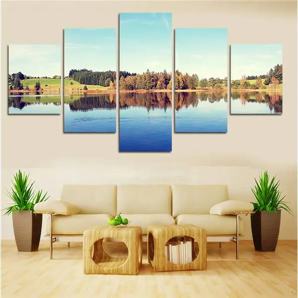 5 шт. абстрактный современный дом деревья озера стены фотографии Живопись на