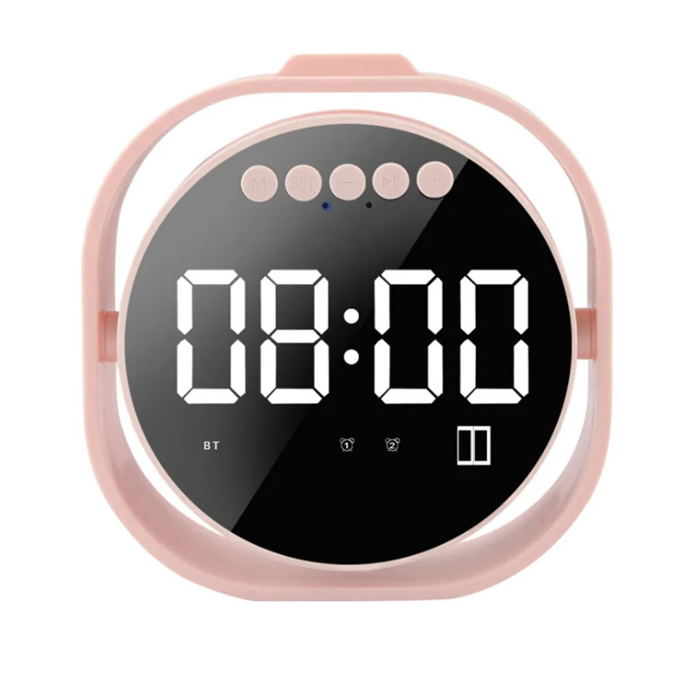Pink Колонка сабвуфер музыкальная звуковая коробка светодиодный Повтор времени будильник с функцией buetooth 4,2 Портативный беспроводной Bluetooth динамик для ноутбука телефон - Цвет: Pink