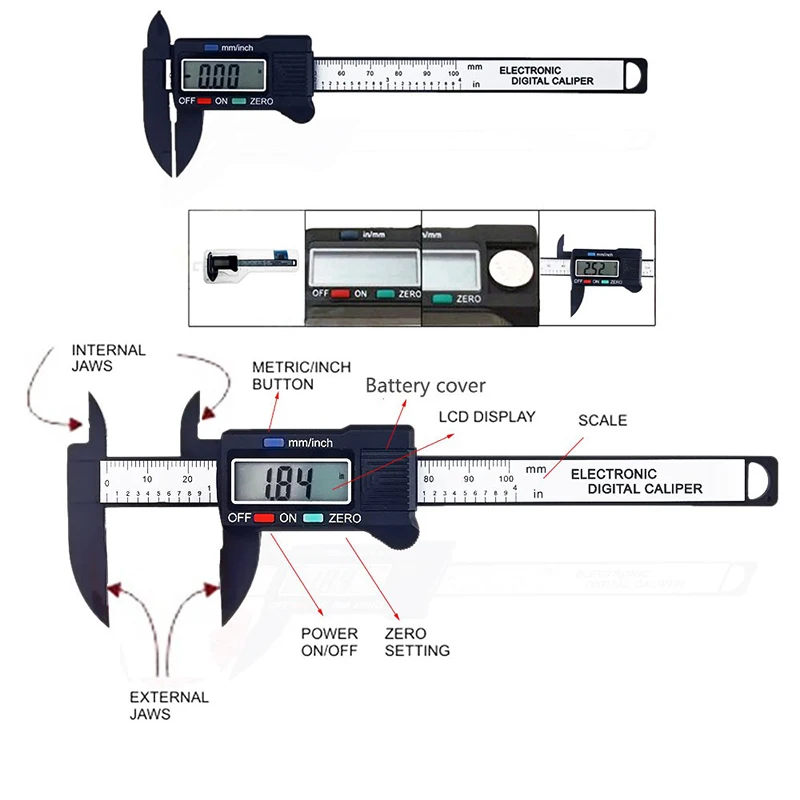 

New 0.01-100mm LCD Digital Electronic Plastic Vernier Caliper Gauge Micrometer Measuring Tool --M25