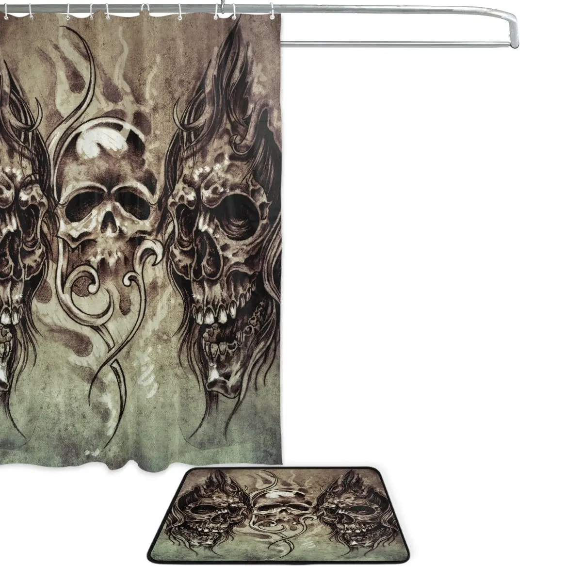 Винтажная занавеска для душа с изображением сахарного черепа водонепроницаемая