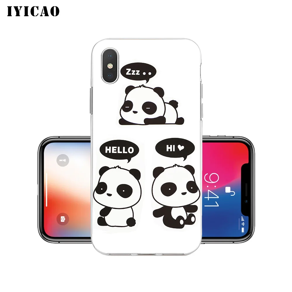 IYICAO Забавный мультяшный панда Мягкий силиконовый чехол для телефона iPhone X XR XS MAX 6