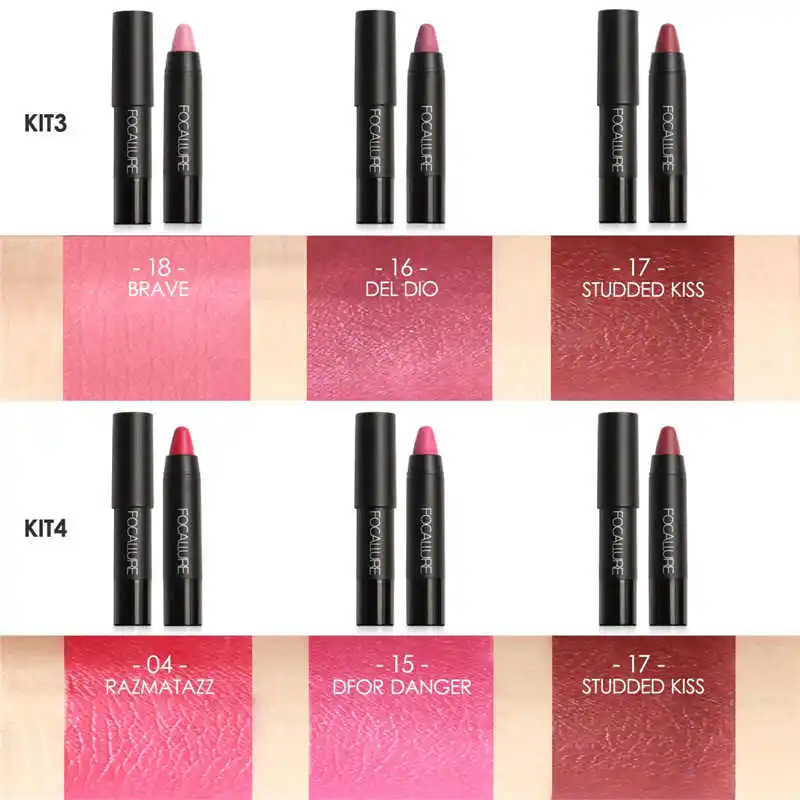 Focallure 3 шт. Matte Lip Crayon высокое качество с продолжительным жидкая губная помада