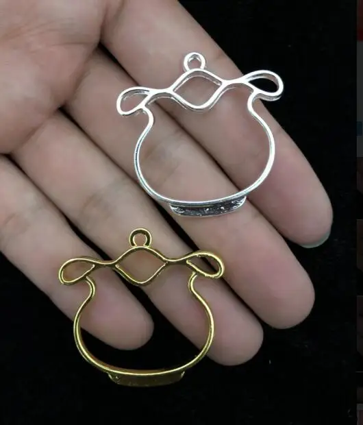 pot in silver 5 шт., сказочное животное, девять хвостов, лисы, маленькая коати, Безель, вентилятор, подвеска, рамка, сделай сам, УФ смола, ремесло, золото, серебро, кролик, Полые Подвески - Цвет: pot in silver