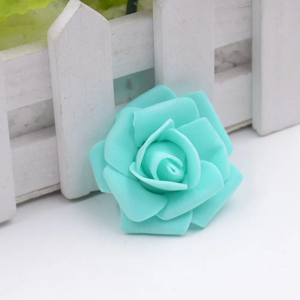 Tiffany Blue 30 шт 4 см пена роза искусственный цветок PE розы головки для diy Свадебные украшения искусственный цветок Роза аксессуары для скрапбукинга - Цвет: Tiffany Blue