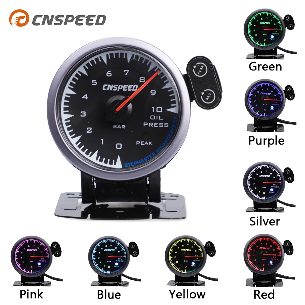 CNSPEED, 7 цветов, 60 мм, датчик давления масла, датчик, гоночный автомобиль, указатель, Масляный Пресс, метр для 12 В, светодиодный, Honda Auto Guage, автомобильный измеритель