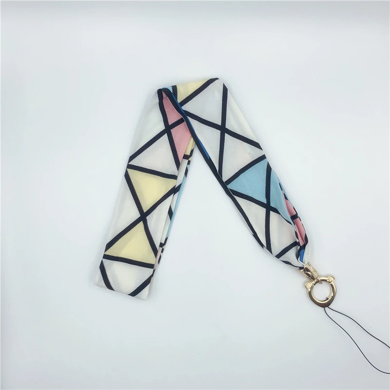 Female Fashion Silk Lanyard Wide Neck Fresh Fabric Neck Straps For Keys ID Card Gym Phone Straps USB Badge Holder DIY Hang Rope