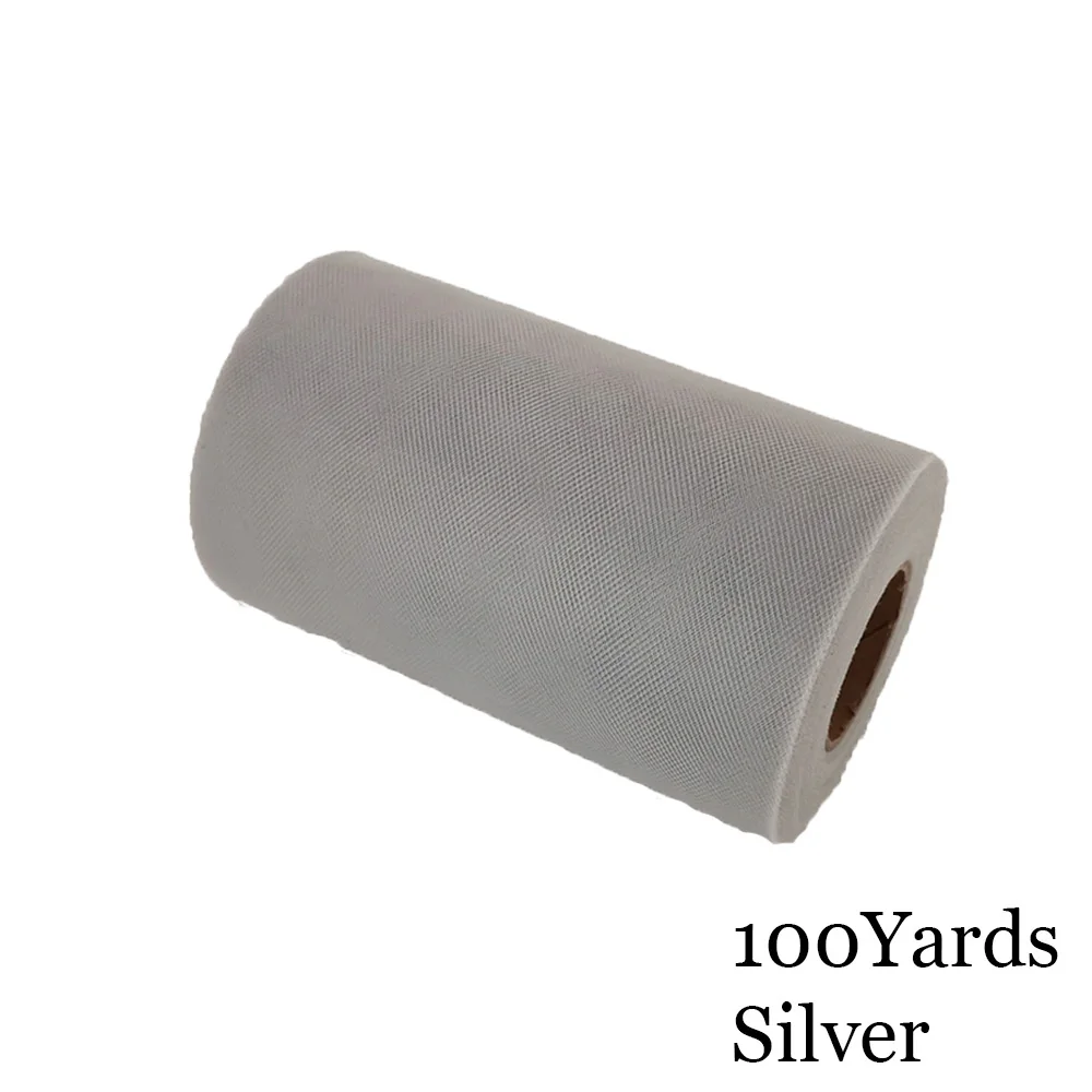 Silver 15 см, 100 ярдов, фатиновая пачка в рулоне, 6 дюймов, Тюлевая пачка для душа для малышей, сделай сам, для свадебной вечеринки, дня рождения, без шитья, вечерние пачки, декоративные принадлежности - Цвет: Silver