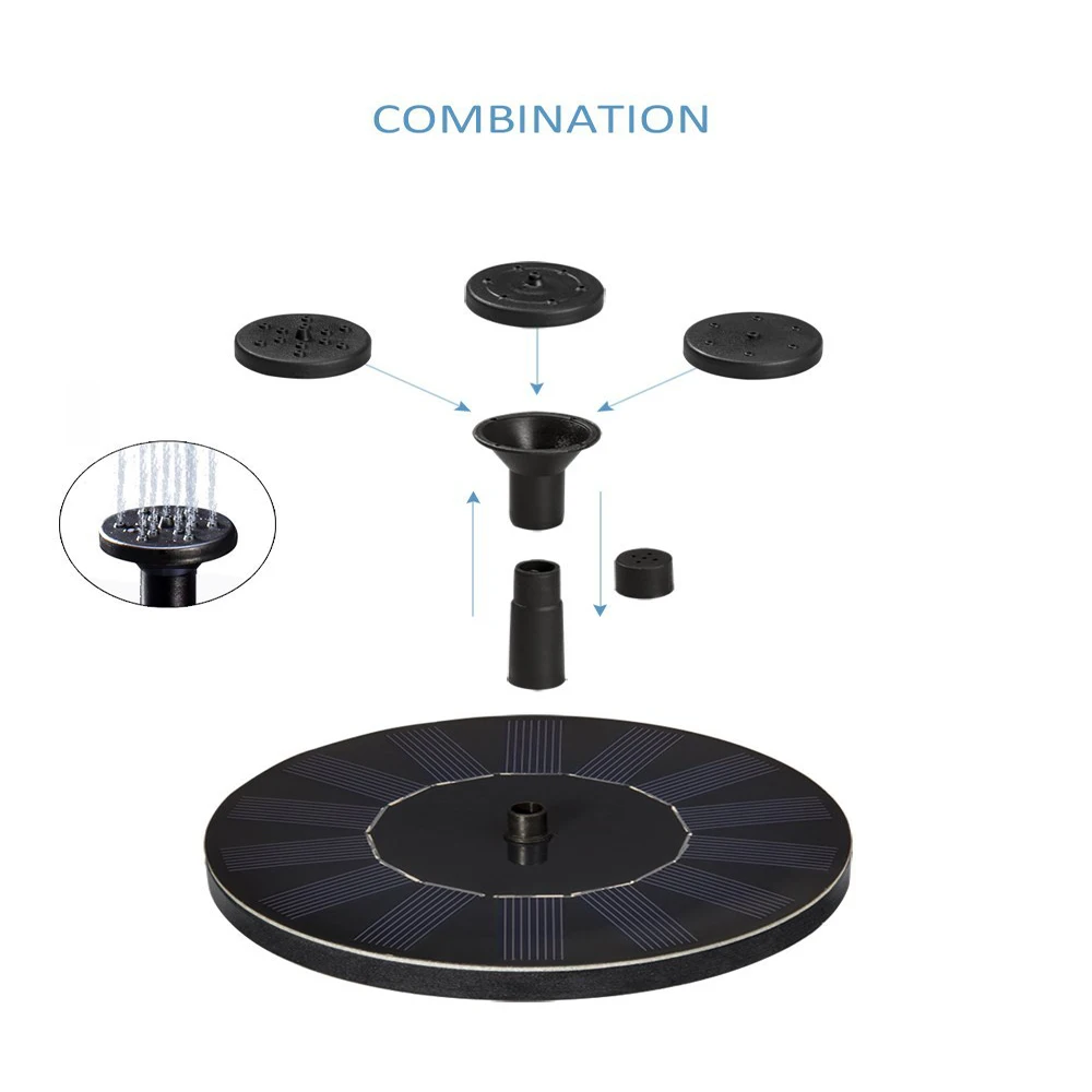 Водяной насос на солнечной батарее Birdbath круглый маленький пруд украшения сада