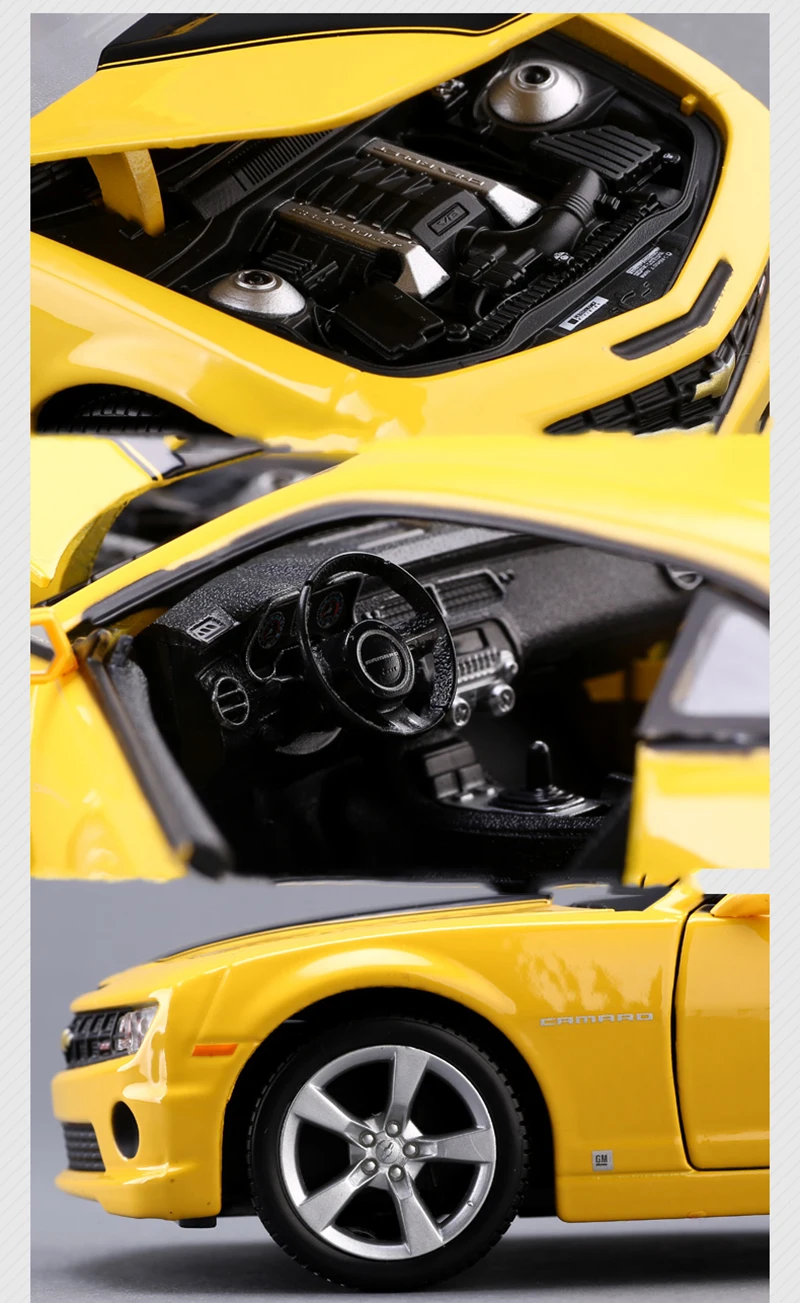 1/24 Chevrolet Camaro SS RS 2010 Шмель желтый цвет модель автомобиля игрушки для детей Brinquedos