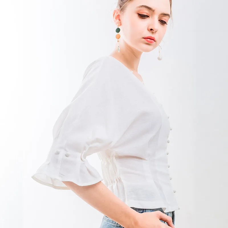 Женская рубашка из 2019 хлопка и льна в французском стиле | одежда