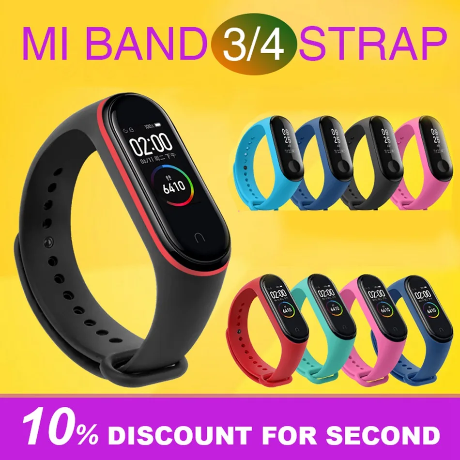 Ремешок mi Band 3 4 для Xiaomi mi Band 3 4, ремешок на запястье, силиконовый ремешок на запястье для Xiaomi mi Band 3 4, сменный ремешок, аксессуары