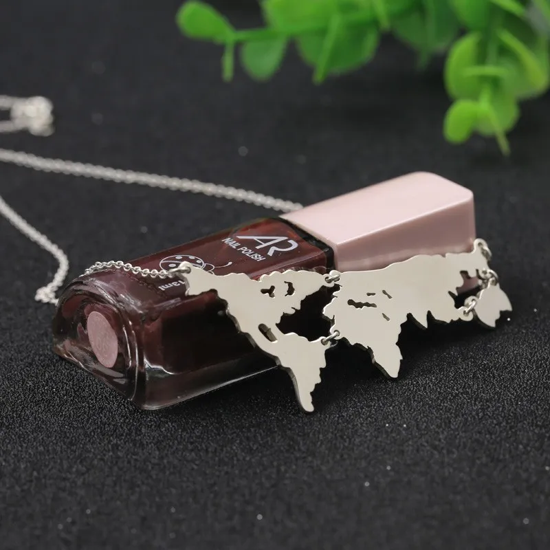 Кулон с картой мира чистое однотонное серебряное ювелирное изделие модное