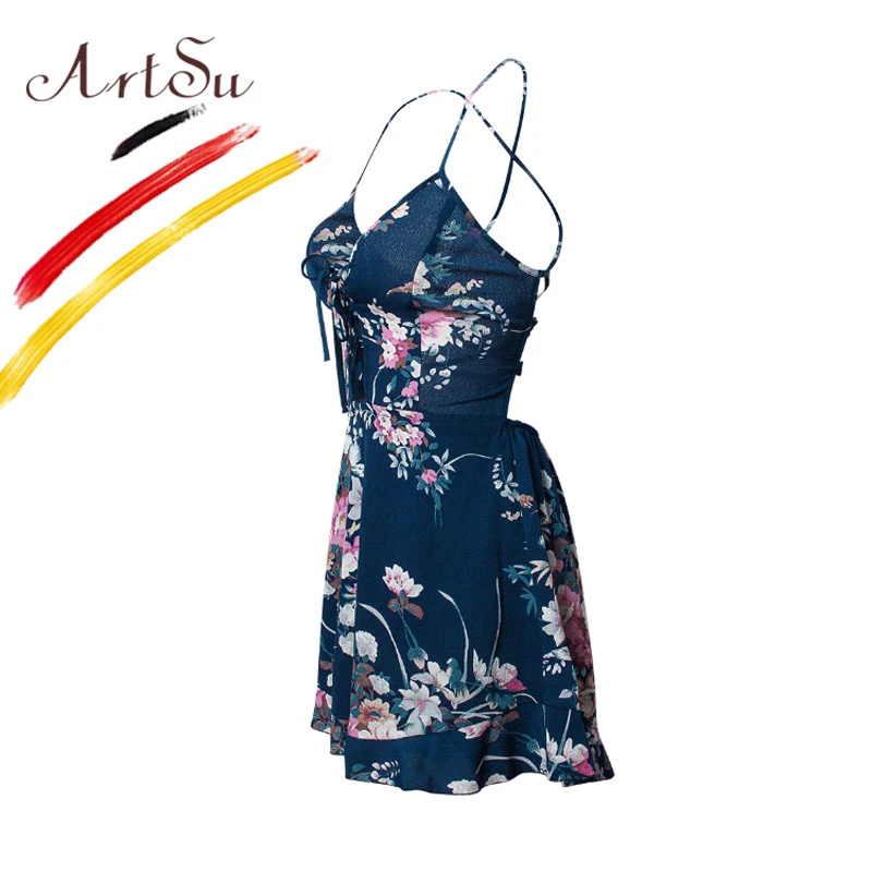 ArtSu короткий женский комбинезон летний Boho с цветочным принтом сексуальный