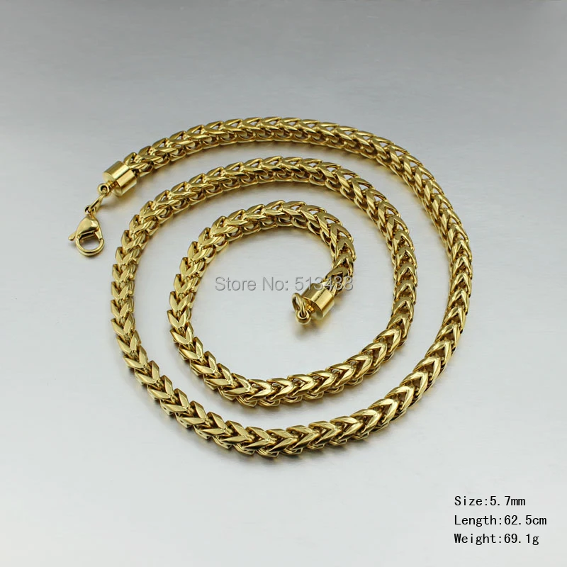 Free Shipping Good Gifts New Men's Stainless Steel Gold Solid Link Chain Necklace 6mm 24.6'' | Украшения и аксессуары