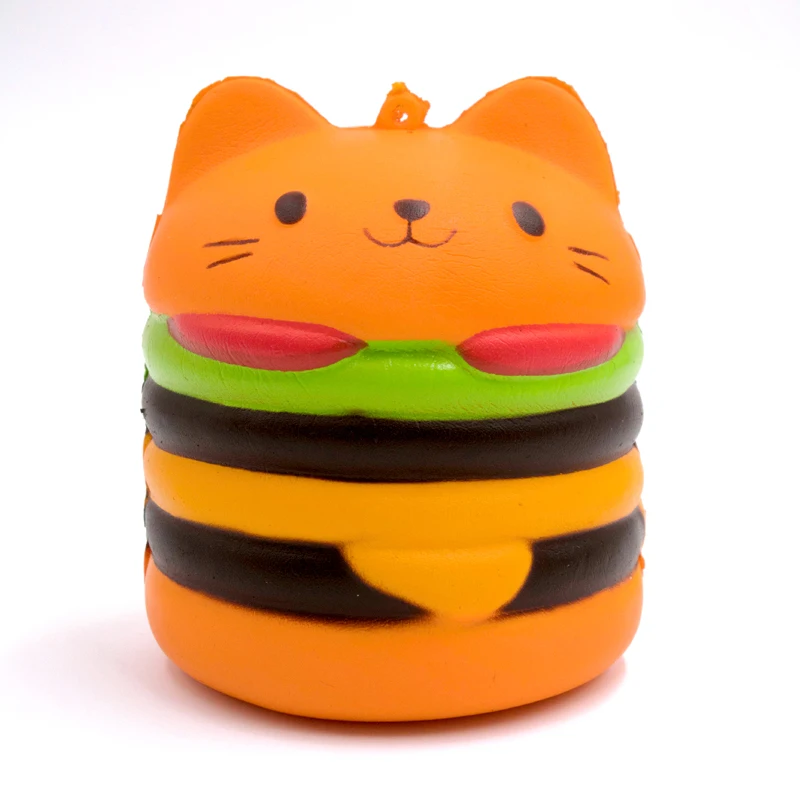Цвет: желтый Мягкое медленно поднимающееся Pu Jumbo мультфильм Кот гамбургер сжимает Коллекция игрушек для подарка стресс рельефный Декор мягкий при нажатии игрушка подарок - Цвет: Цвет: желтый