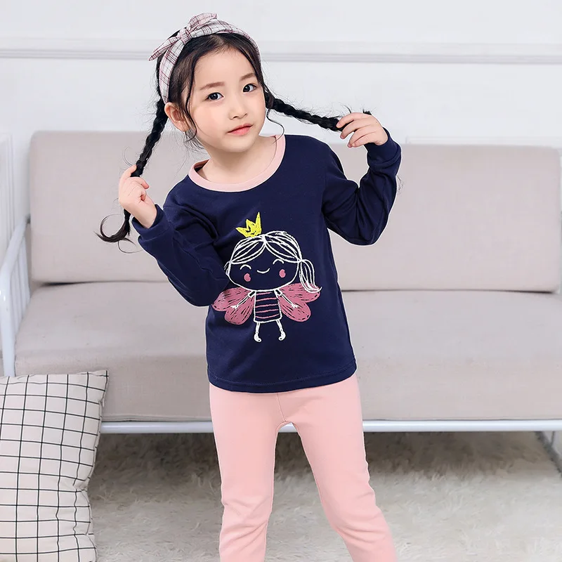 Детская Пижама с длинными рукавами для девочек зимняя пижама из хлопка маленьких