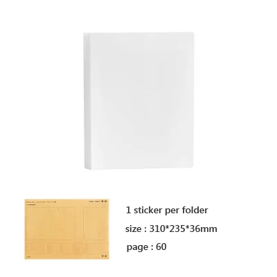 white 60 pages Muji стиль A4 простой файл мешок 100 страниц данных книга большой емкости папки файла канцелярские принадлежности - Цвет: white 60 pages
