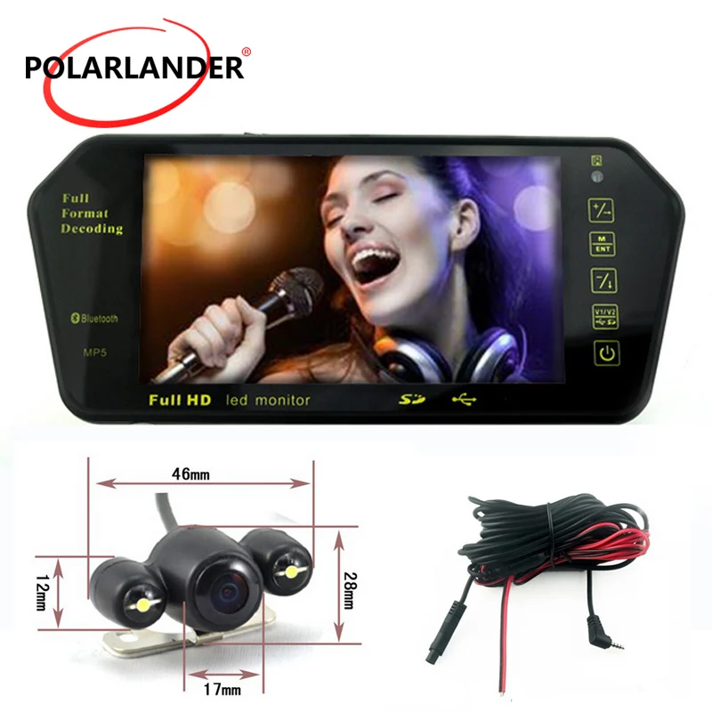 HD 7 дюймовый TFT ЖК дисплей MP5 USB/SD/FM трансимиттер система парковки 800*480 камера