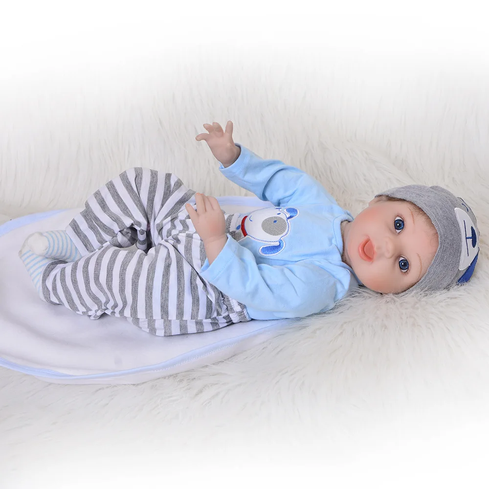 Детские куклы Bebe reborn boy 22 дюйма 55 см мягкие силиконовые для детей подарок