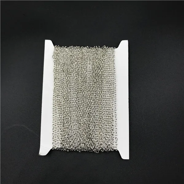 rhodium 10 м/рулон диаметр 2/2. 5/3 мм железо с металлической цепочкой оптом ожерелье компоненты золотого и серебряного цвета с открытым носком с звено цепи для бижутерии, материал для рукоделия - Цвет: rhodium