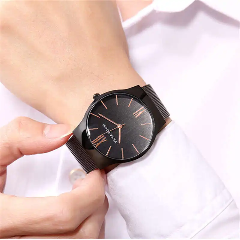 Водонепроницаемые часы Роскошные мужские черные наручные из нержавеющей стали