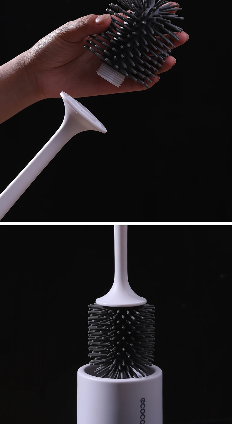 

Toilet BrushSilicone,Toilet Bowl Brush and Holder, Soft TPR Material Bristles with Strong Cleaning Power