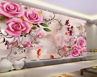 beibehang custom fashion wallpaper pink rose three dimensional circle soft bag elegant fashion 3d background wall